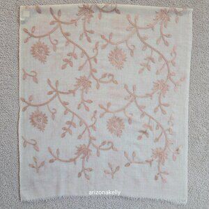 Woven Wool Scarf With Chain Stitch Embroidery Carolina Amato Lightweight